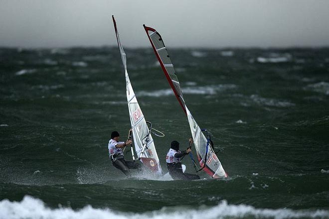 Angulo and Diethelm head out - Sylt 2008 ©  John Carter / PWA http://www.pwaworldtour.com